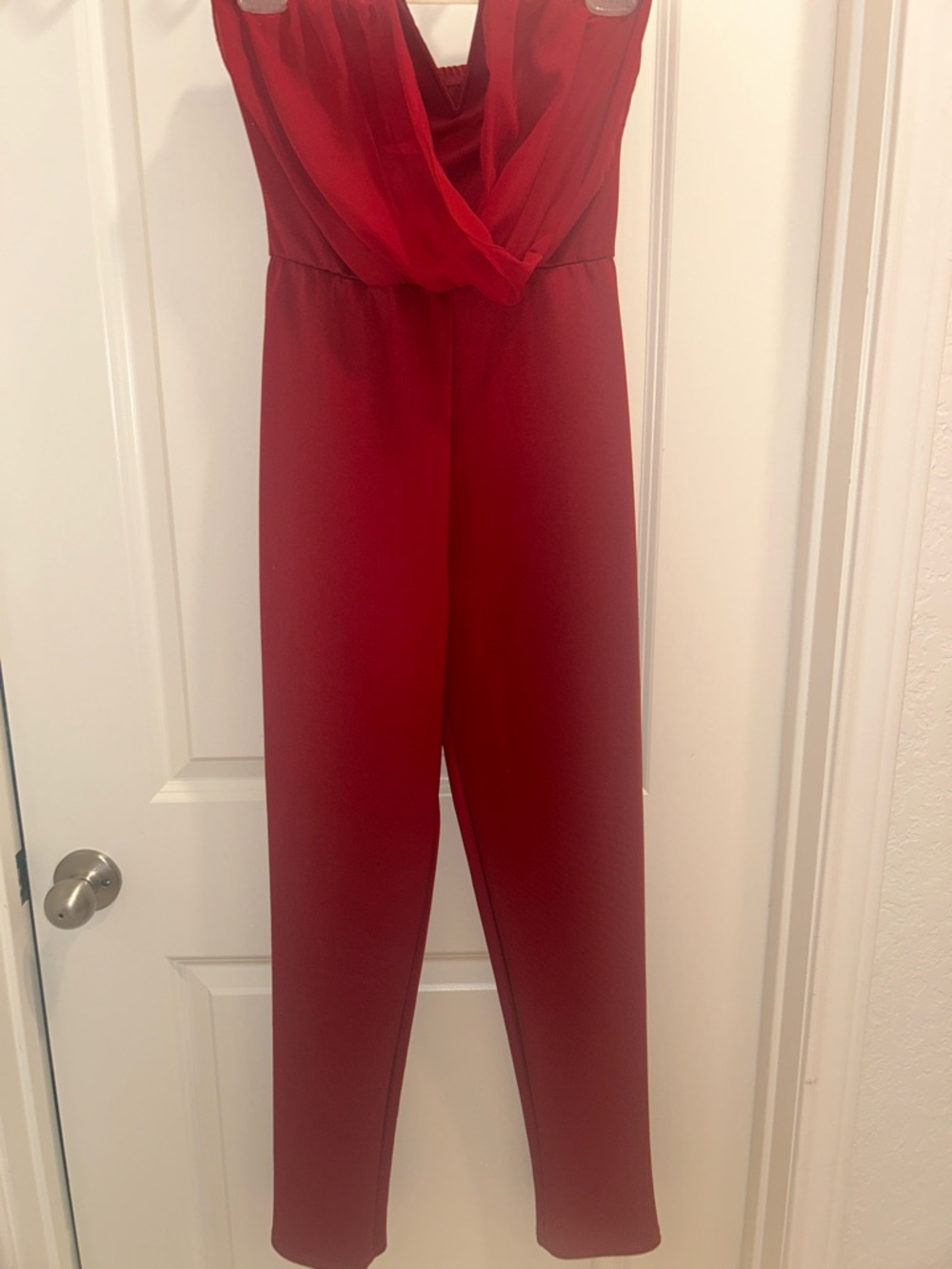 Red Sleeveless V-Neck Jumpsuit